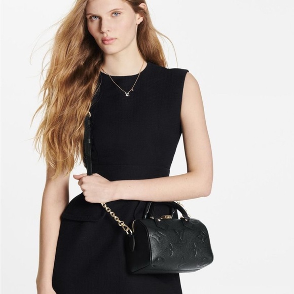 Authentic Louis Vuitton Speedy Bandouliere 20 Black Monogram Empreinte Leather - Picture 15 of 16